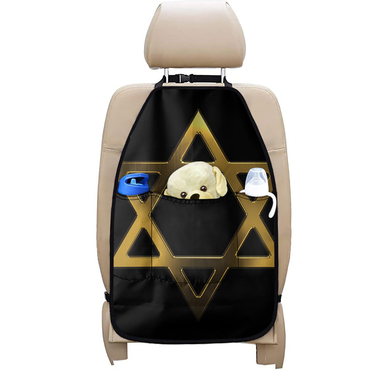 Golden Star of David Print Car Seat Organizers