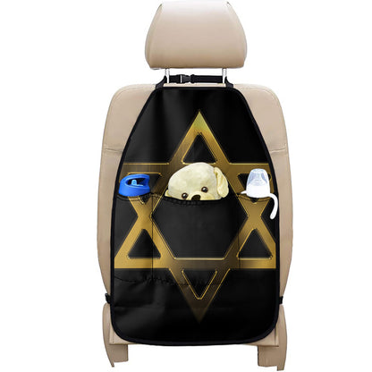 Golden Star of David Print Car Seat Organizers
