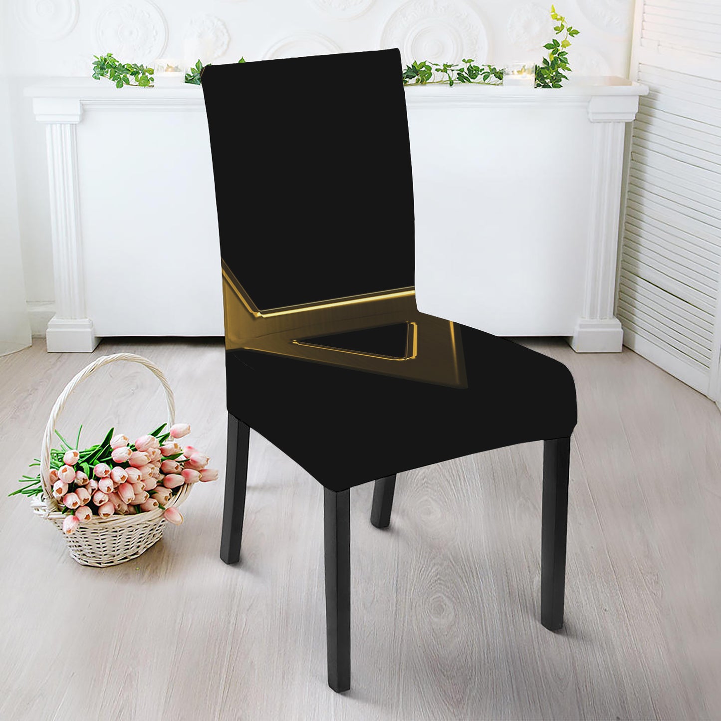 Golden Star of David Print Dining Chair Slipcover