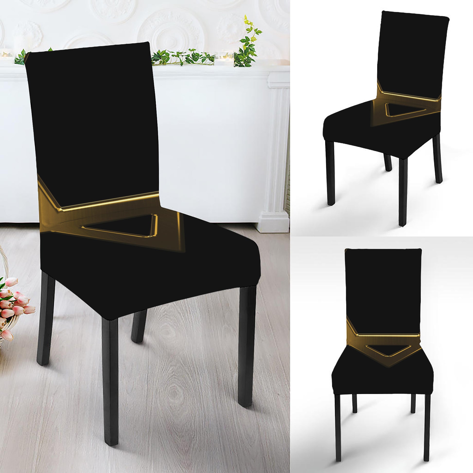 Golden Star of David Print Dining Chair Slipcover