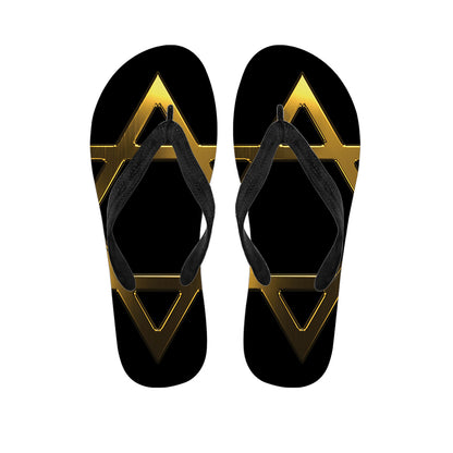 Golden Star of David Print Flip Flops