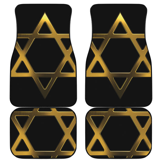 Golden Star of David Print Front and Back Car Floor Mats