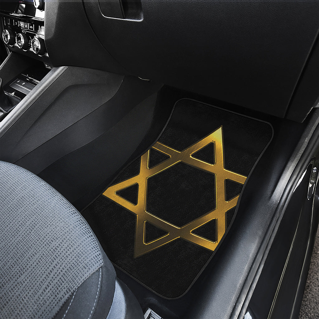 Golden Star of David Print Front and Back Car Floor Mats