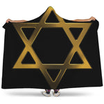 Golden Star of David Print Hooded Blanket