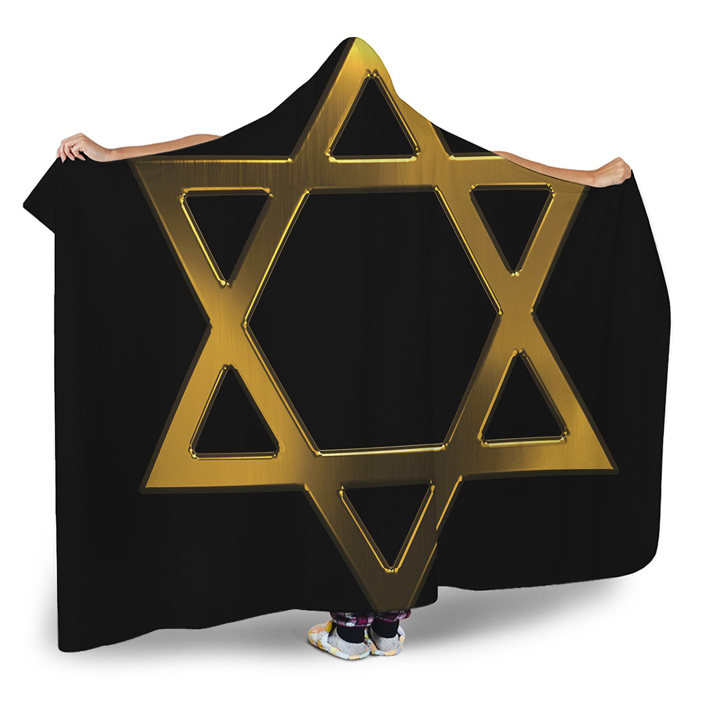 Golden Star of David Print Hooded Blanket