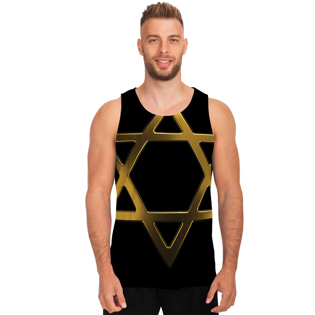 Golden Star of David Print Men's Tank Top