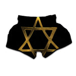 Golden Star of David Print Muay Thai Boxing Shorts