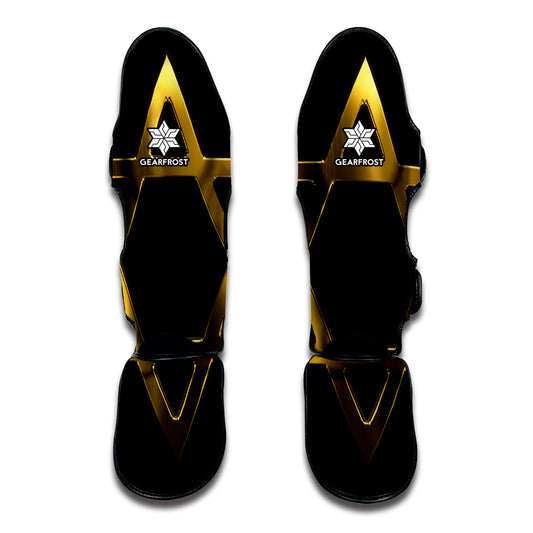 Golden Star of David Print Muay Thai Shin Guard