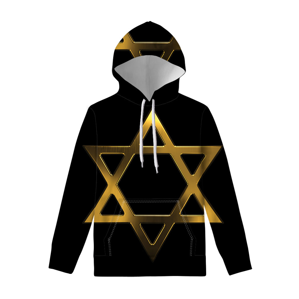 Golden Star of David Print Pullover Hoodie
