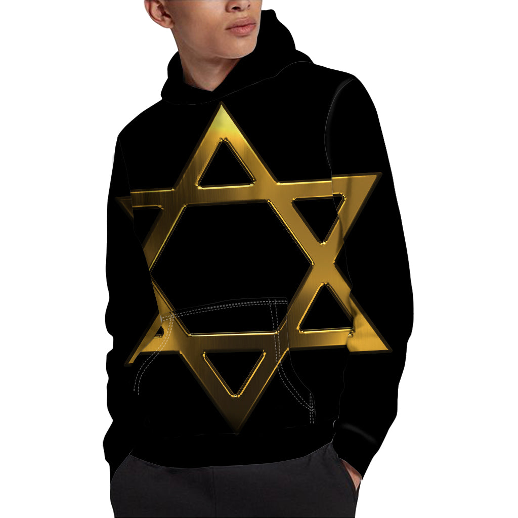 Golden Star of David Print Pullover Hoodie
