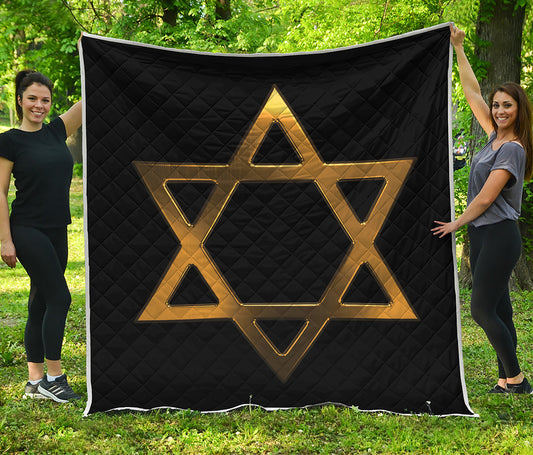 Golden Star of David Print Quilt
