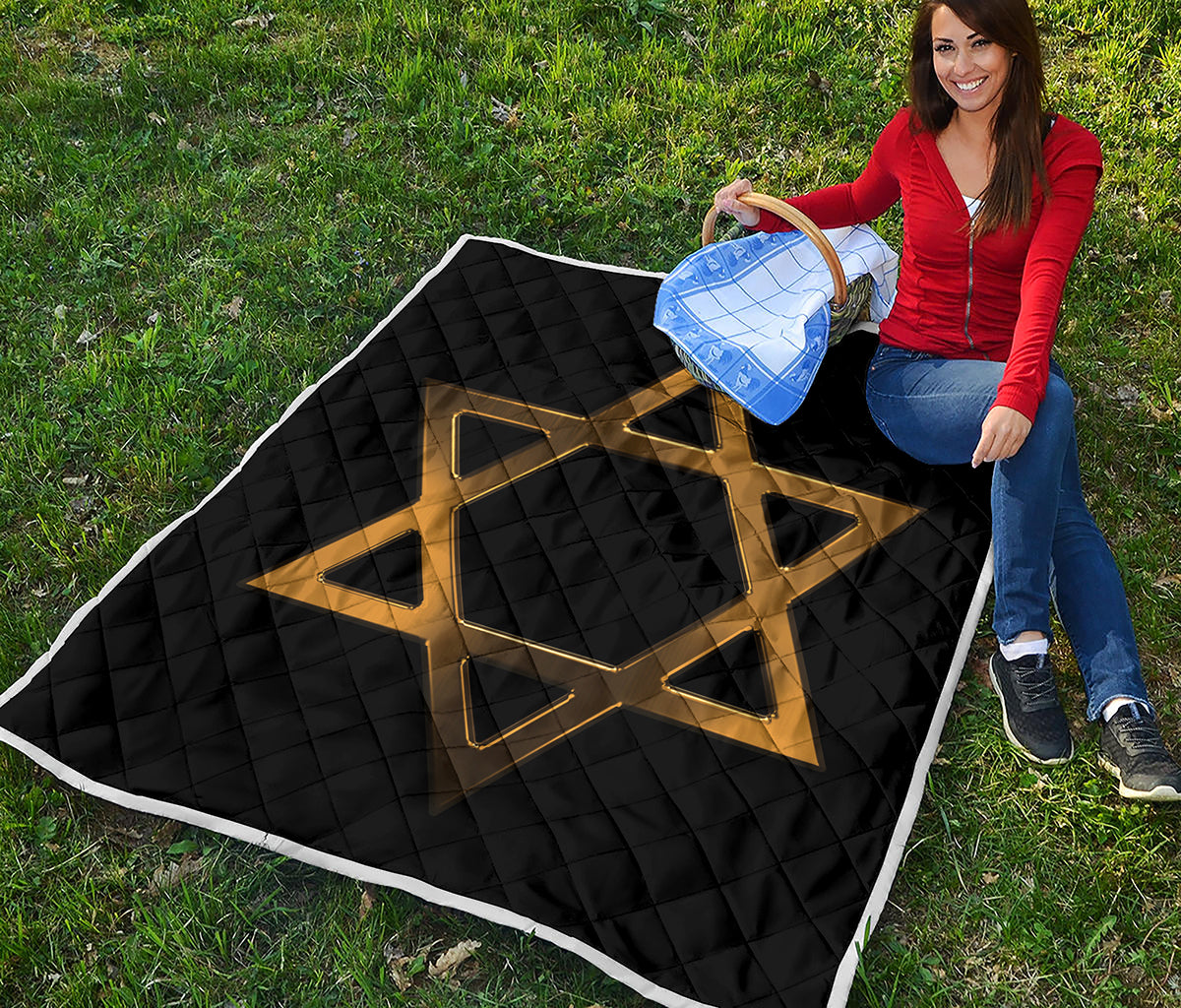 Golden Star of David Print Quilt