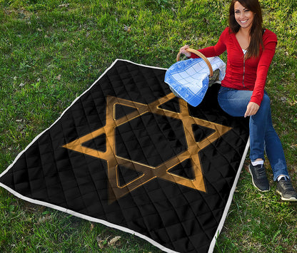 Golden Star of David Print Quilt