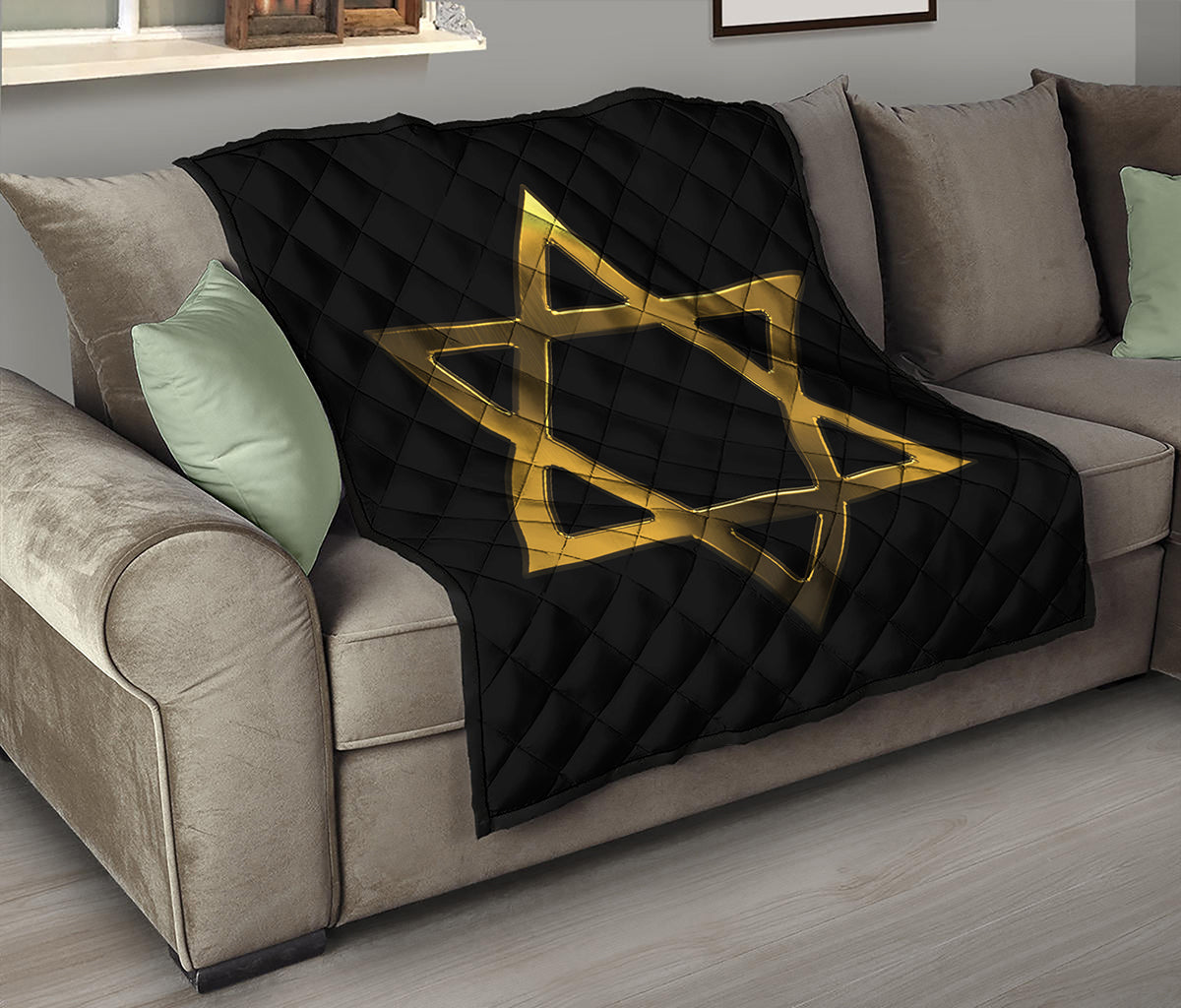 Golden Star of David Print Quilt
