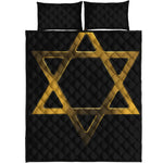 Golden Star of David Print Quilt Bed Set