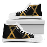 Golden Star of David Print White High Top Shoes