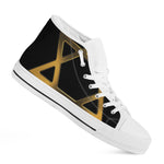 Golden Star of David Print White High Top Shoes