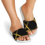 Golden Star of David Print White Slide Sandals