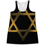 Golden Star of David Print Women's Racerback Tank Top