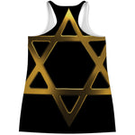 Golden Star of David Print Women's Racerback Tank Top