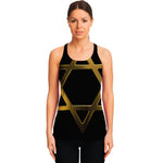 Golden Star of David Print Women's Racerback Tank Top