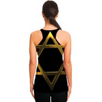 Golden Star of David Print Women's Racerback Tank Top