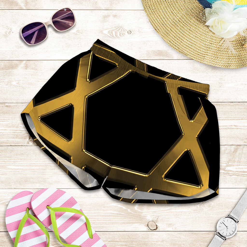 Golden Star of David Print Women's Shorts