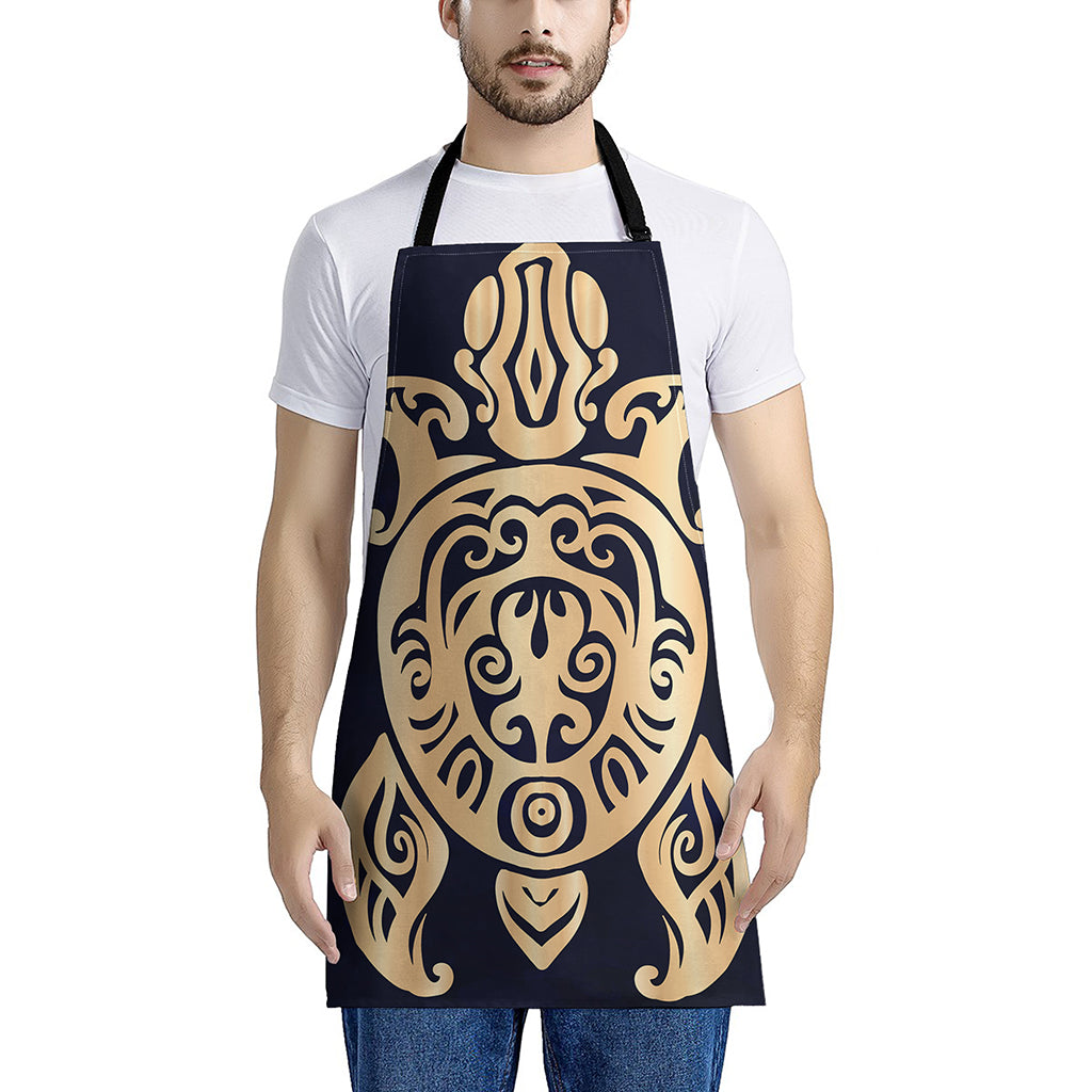 Golden Tribal Sea Turtle Print Apron
