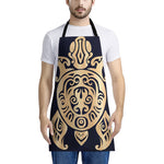 Golden Tribal Sea Turtle Print Apron