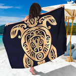 Golden Tribal Sea Turtle Print Beach Sarong Wrap