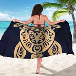 Golden Tribal Sea Turtle Print Beach Sarong Wrap