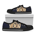 Golden Tribal Sea Turtle Print Black Low Top Sneakers