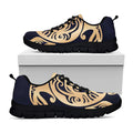 Golden Tribal Sea Turtle Print Black Running Shoes
