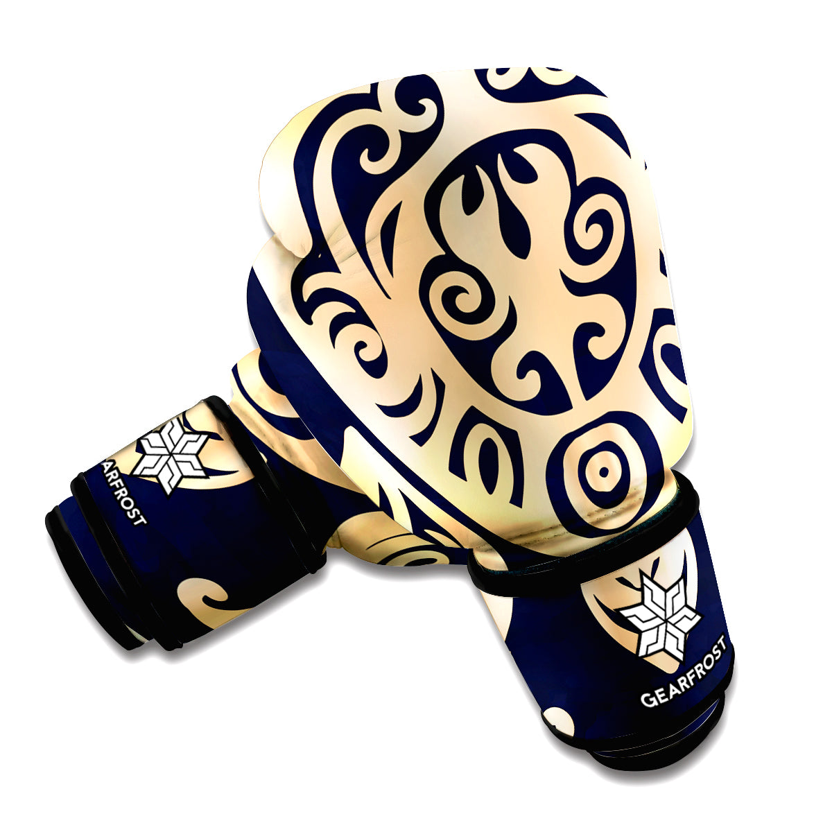 Golden Tribal Sea Turtle Print Boxing Gloves