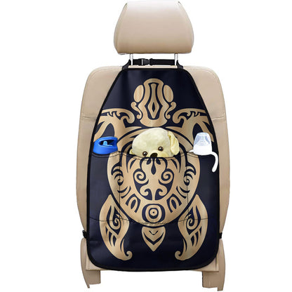 Golden Tribal Sea Turtle Print Car Seat Organizers