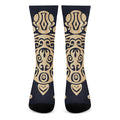 Golden Tribal Sea Turtle Print Crew Socks