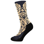 Golden Tribal Sea Turtle Print Crew Socks