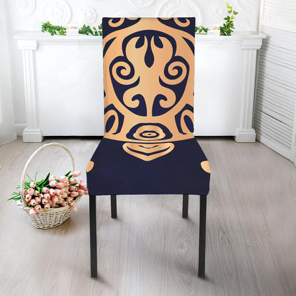 Golden Tribal Sea Turtle Print Dining Chair Slipcover