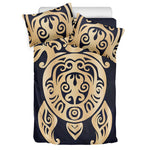 Golden Tribal Sea Turtle Print Duvet Cover Bedding Set