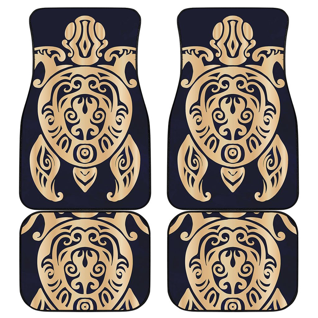 Golden Tribal Sea Turtle Print Front and Back Car Floor Mats