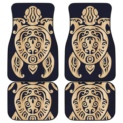 Golden Tribal Sea Turtle Print Front and Back Car Floor Mats