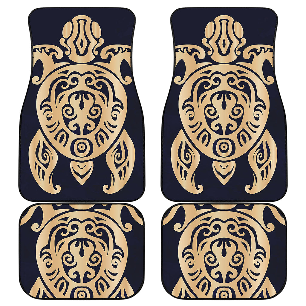 Golden Tribal Sea Turtle Print Front and Back Car Floor Mats