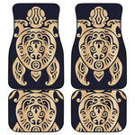 Golden Tribal Sea Turtle Print Front and Back Car Floor Mats