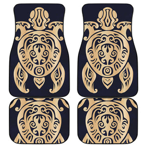 Golden Tribal Sea Turtle Print Front and Back Car Floor Mats