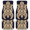 Golden Tribal Sea Turtle Print Front and Back Car Floor Mats