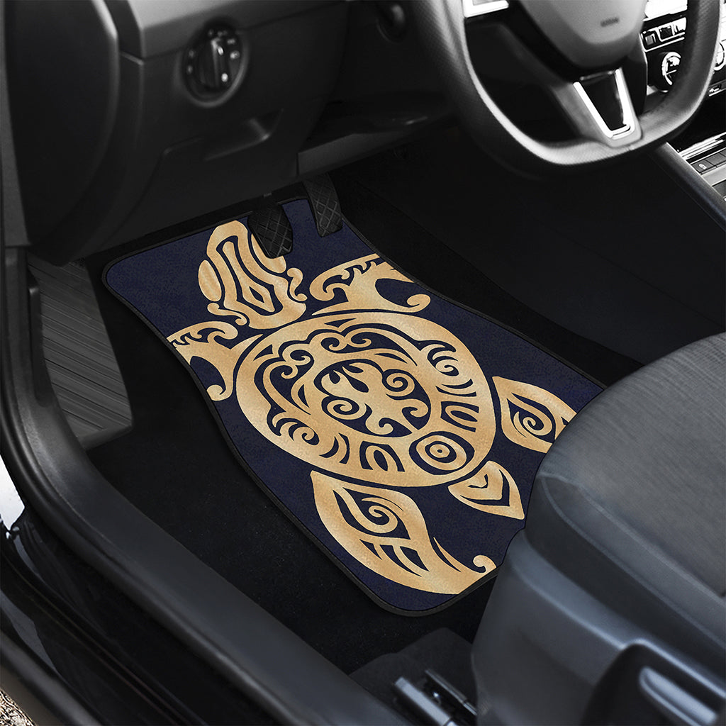 Golden Tribal Sea Turtle Print Front and Back Car Floor Mats