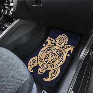 Golden Tribal Sea Turtle Print Front and Back Car Floor Mats