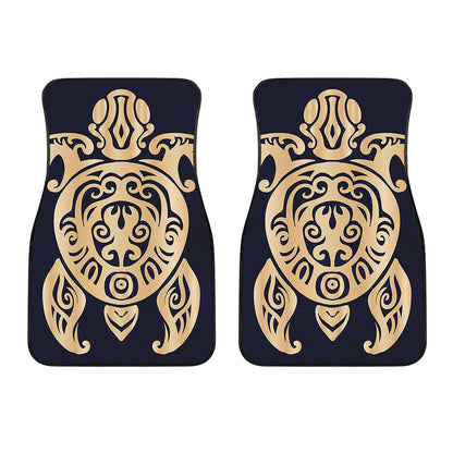 Golden Tribal Sea Turtle Print Front Car Floor Mats