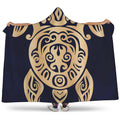 Golden Tribal Sea Turtle Print Hooded Blanket