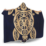 Golden Tribal Sea Turtle Print Hooded Blanket